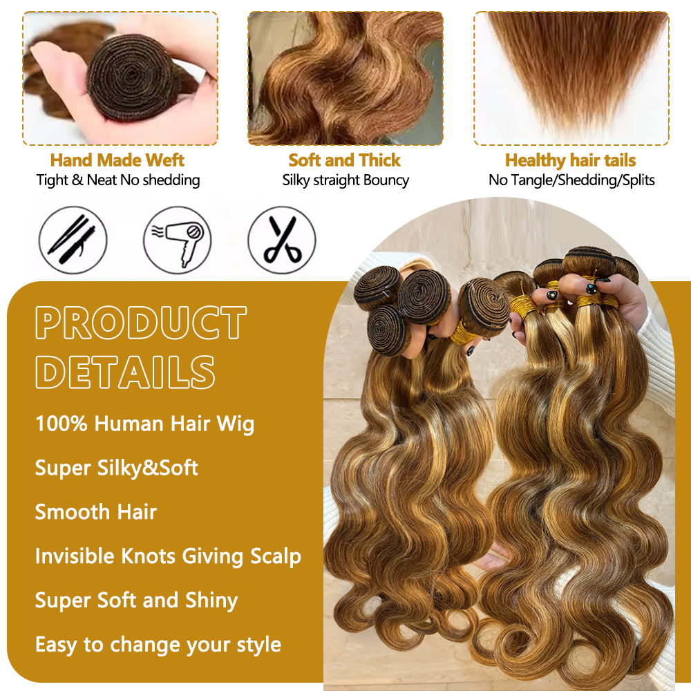 P4‑27 Piano Highlight Body Wav - Hair Care Indian avaliação e preço